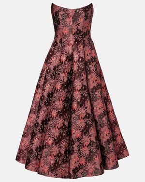 Markarian Rousseau Floral Brocade Midi Dress - Red