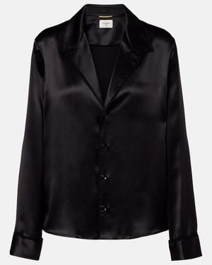 Saint Laurent Silk Satin Shirt - Black