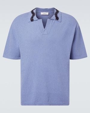 Commas Embroidered Cotton-Blend Polo Shirt - Blue