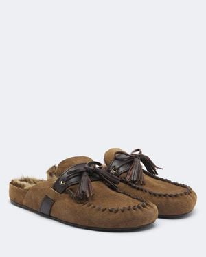 Isabel Marant Mules Malvin Aus Veloursleder Mit Shearling - Braun