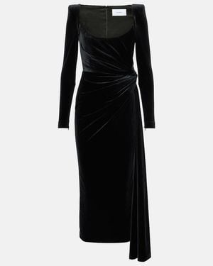 Alex Perry Draped Velvet Midi Dress - Black