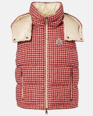 Moncler Niverolle Checked Wool-Blend Down Vest - Red