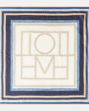 TOTEME Bedrucktes Tuch Aus Seiden-Twill - Blau