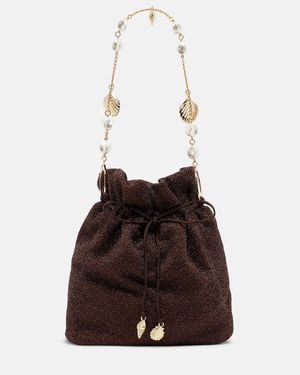 Oséree Lumiere Small Embellished Bucket Bag - White