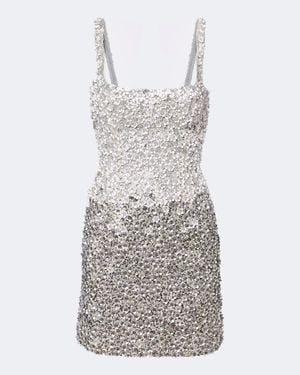 La Fuori Floral Sequined Minidress - White