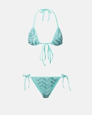 Missoni Zigzag Lame Bikini Top - White