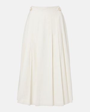 Gabriela Hearst Wesley Pleated Cotton Corduroy Midi Skirt - White
