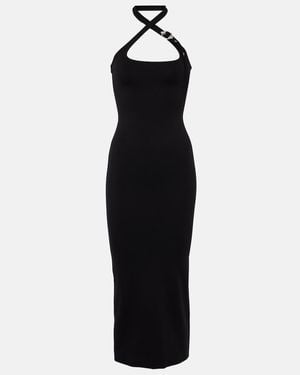 The Attico V-Neck Midi Dress - Black