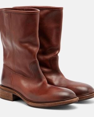 Prada Leather Mid-Calf Boots - Brown