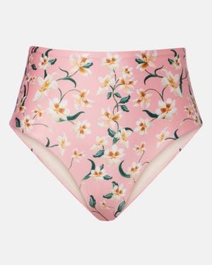 Agua Bendita Slip Bikini Con Stampa Floreale - Rosa