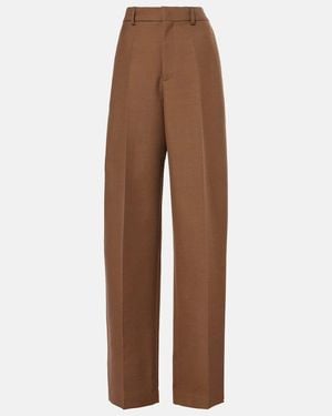Tod's High-Rise Wool Twill Wide-Leg Trousers - Brown