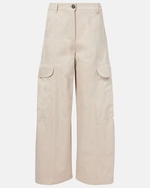 Max Mara Cotton Gabardine Cargo Trousers - Natural