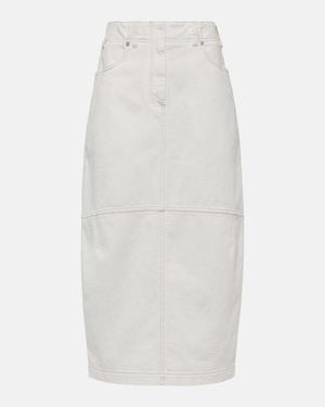Brunello Cucinelli Denim Midi Skirt - White