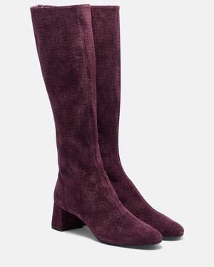 Aquazzura Saint Honore 50 Suede Knee-High Boots - Purple