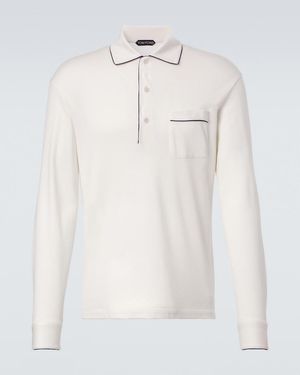 Tom Ford Silk And Cotton Pique Polo Shirt - White