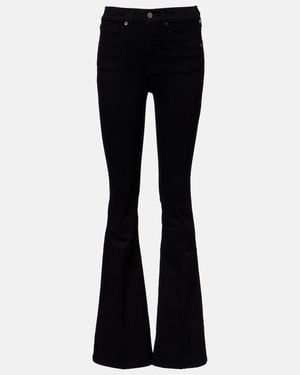 Veronica Beard Jeans Flared Beverly De Tiro Alto - Negro