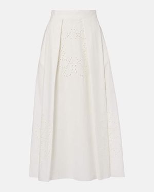 Elie Saab Cotton Midi Skirt - White
