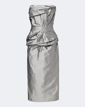 Magda Butrym Draped Silk Bustier Dress - Gray