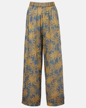 Eres Itinerant Cotton Voile Wide-Leg Trousers - Blue