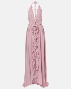 Blumarine Ruffled Georgette Gown - Pink