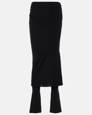 Alaïa Luxurious Draped Wool-Blend Skirt Trousers - Black