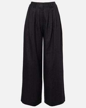 Posse Parker High-Rise Linen Wide-Leg Trousers - Black
