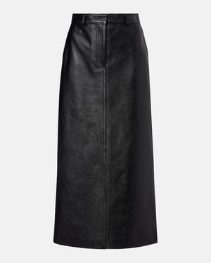 TOTEME Leather Midi Skirt - Black