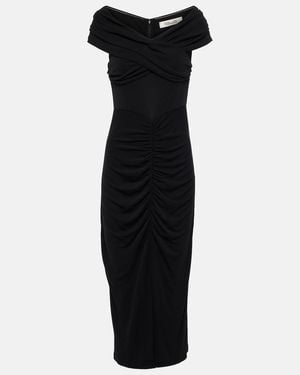 Diane von Furstenberg Stephen Ruched Jersey Midi Dress - Black