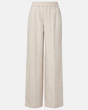Brunello Cucinelli Linen And Cotton Wide-Leg Pants - Natural