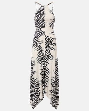 De La Vali Artemis Asymmetric Zebra-Print Gown - Metallic