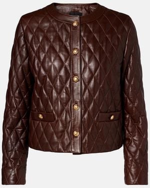 Nili Lotan Amy Cropped Quilted Leather Jacket - Brown