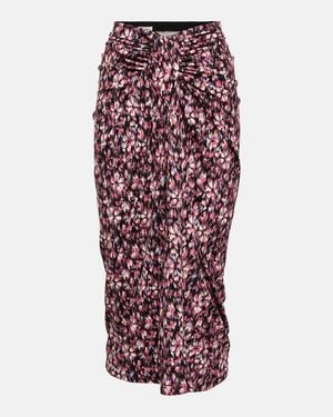Isabel Marant Printed Ruched Jersey Midi Skirt - Red