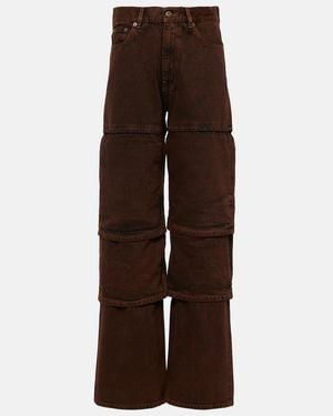 Y. Project Layered High-Rise Wide-Leg Jeans - Brown