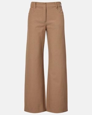 Max Mara Cotton-Blend Wide-Leg Pants - Brown