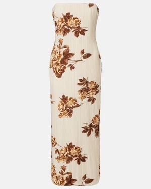 Magda Butrym Floral Ribbed-Knit Maxi Dress - Metallic