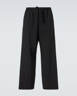 The Row Donatello Mid-Rise Wool Wide-Leg Trousers - Black