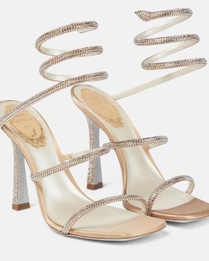Rene Caovilla Cleo Embellished Satin Sandals - White