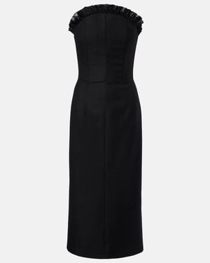 McQueen Organza-Trimmed Wool Cocktail Dress - Black