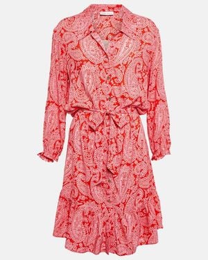 Heidi Klein Tangier Paisley-print Mousseline Mini Shirt Dress - Red