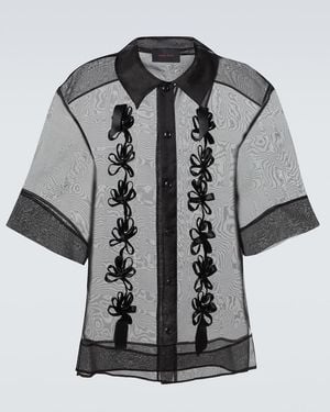 Simone Rocha Floral-Applique Sheer Silk Shirt - Gray