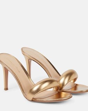 Gianvito Rossi Bijoux 85 Metallic Leather Mules - Natural
