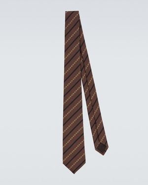 Gucci Horsebit Silk Jacquard Tie - Brown