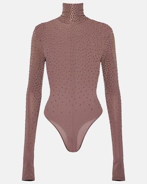 Alex Perry Verzierter Body aus Jersey - Lila