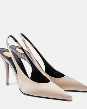 Saint Laurent Norma 90 Satin Crepe Slingback Court Shoes - Natural