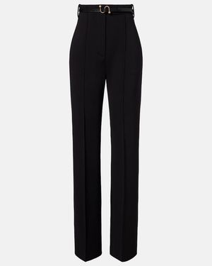 Sportmax Belted Crepe Straight Pants - Black