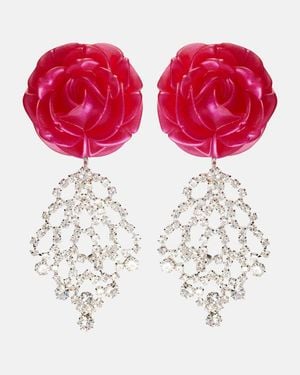Magda Butrym Crystal-Embellished Floral Drop Earrings - Red