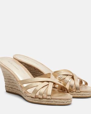 Veronica Beard Metallic Leather Espadrille Wedges - Natural