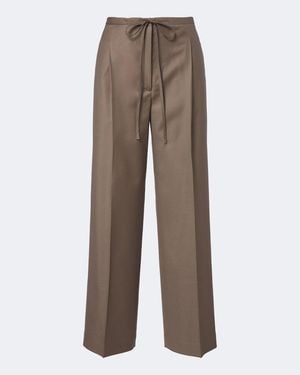 Rohe Weite Hose Aus Schurwolle - Braun