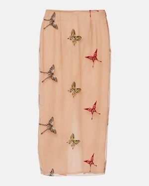 Blumarine Applique Midi Skirt - Natural
