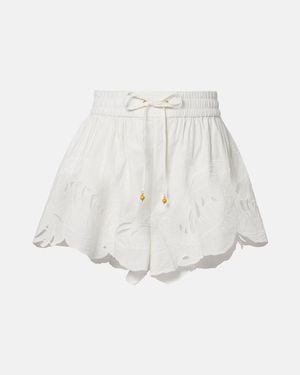 Zimmermann Bestickte Shorts Mahon Aus Baumwolle - Weiß